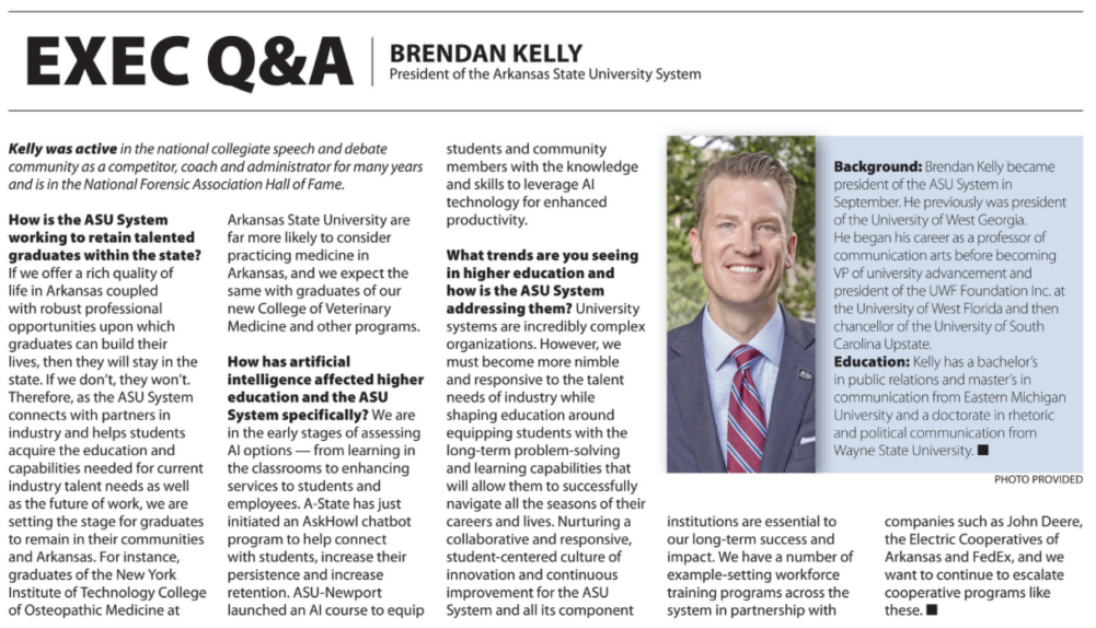 Brendan Kelly Executive Q&A in Arkansas Business