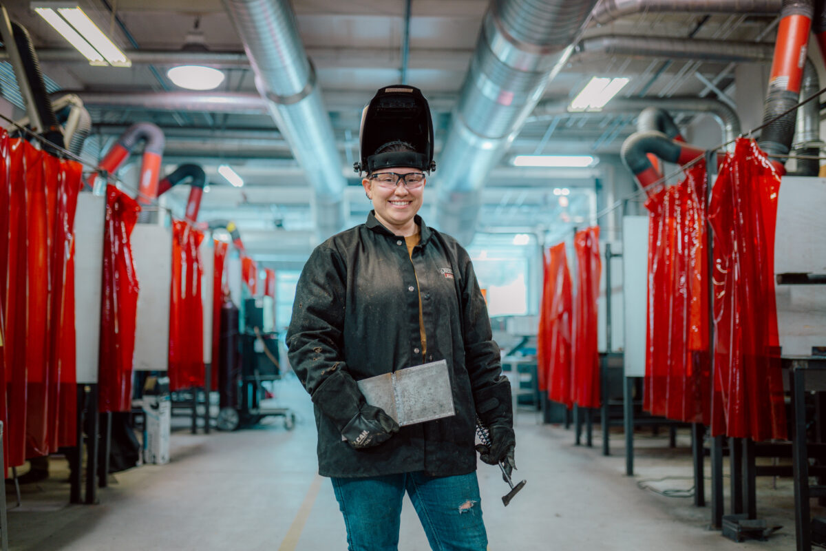 Picture of student in ASU-Mountain Home welding program