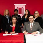 Picture of (back row, from left)) Dr. Trey Berry, Chancellor (HSU); Dr. Glenda Hyer, Associate Professor of Special Education (HSU); Dr. Charlotte White-Wright, Dean of Teachers College (HSU); Kristina Radivojevich, Interim Dean of Business, Arts, and Sciences (ASUMH); Laura Knox, Director of Education (ASUMH); Dr. Bentley Wallace, Chancellor (ASUMH); (front row, from left) Dr. Celya Taylor, Provost and Vice Chancellor for Academic Affairs (HSU); and Dr. Robert Shurley, Provost (ASUMH)