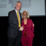 Picture of Dr. Shane Speights, dean of NYITCOM, (left) standing with founding dean Dr. Barbara Ross-Lee